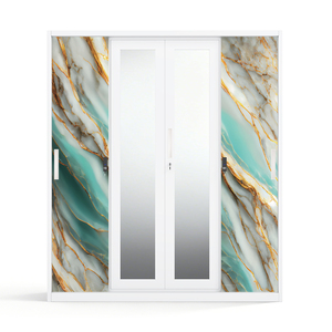 Armoire en acier imprimé avec portes coulissantes miroir 1600 mm, très vendue - Product Image 2