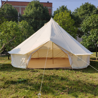 Tenda Glamping Mongolia Modern Bergaya, Bahan Oxford Campuran Katun Tebal, Tahan Air 3000mm, Tahan Angin, Tahan Api