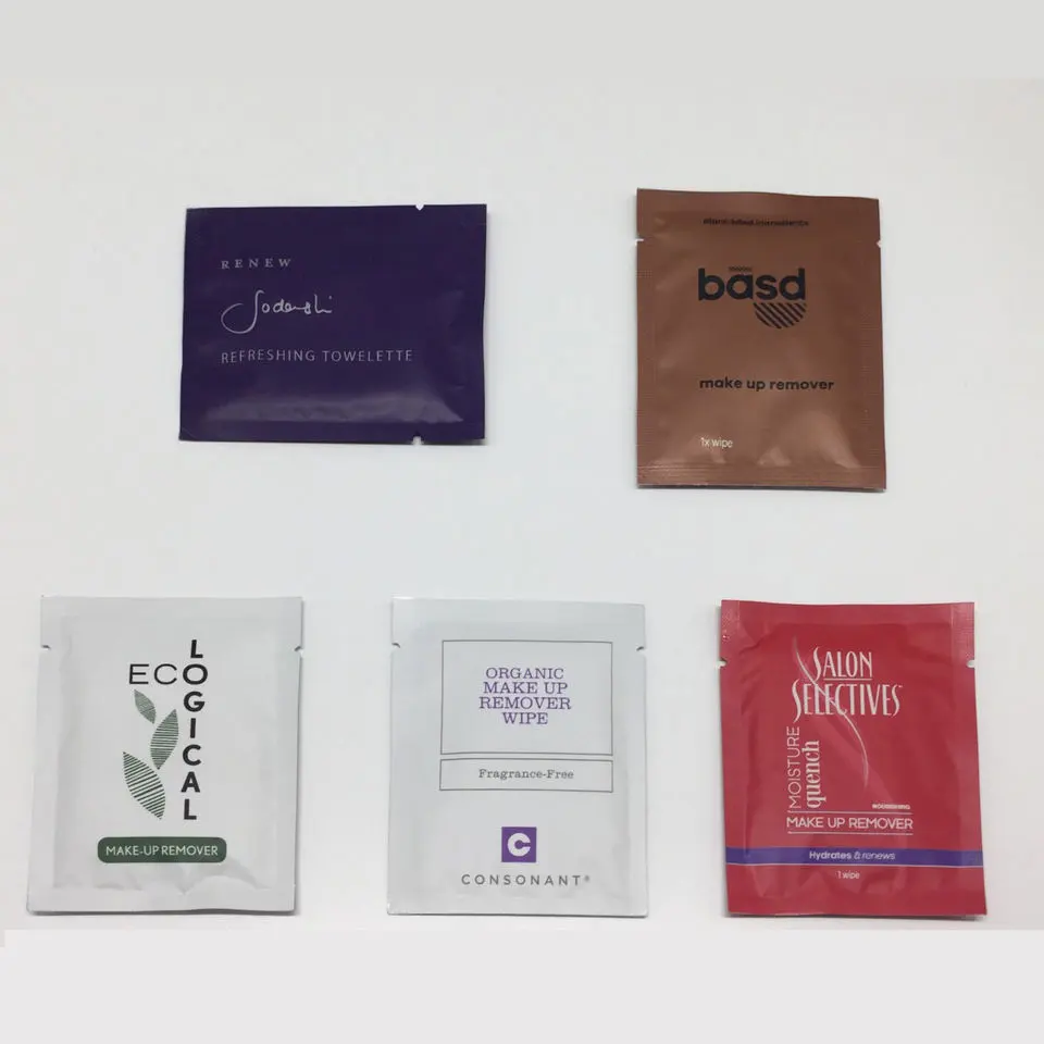 Lenços umedecidos personalizados de marca própria, pacote único, mini lenços umedecidos descartáveis e extraíveis para restaurante