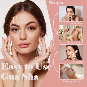 <b>Jade</b> <b>Roller</b> and Gua Sha Combo for Under-eye Puffiness Relief Gift Set Custom Logo Wholesale High Quality Rose Quartz <b>Roller</b> - Product Image 5