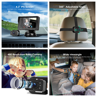 Podofo Moniteur Bébé Voiture avec Écran IPS 4.3 Pouces, Vision Nocturne, Miroir Filaire, Vente en Gros Usine