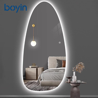 Prix d'usine Meilleur miroir rond de salon avec éclairage LED, support de sol ou de bureau, fond en acrylique, pour salle de bain et fixation murale, Fabricant