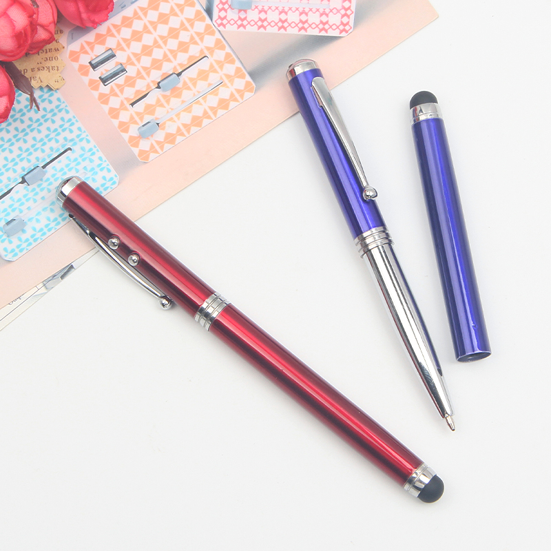 Акция, 4 в 1, многофункциональная шариковая ручка, светодиодный светильник, стилус, лазерная указка