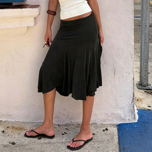 Women Y2K Irregular Hem Mermaid Skirt <b>High</b> Waist Bodycon Midi Skirt Sweet Girl Streetwear Fashion Skirt - Product Image 4