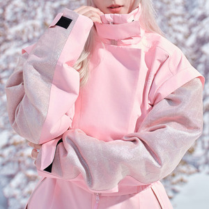 2025 Winter Women's Cute <strong>Ski</strong> Suit Waterproof Snowboard <strong>Jacket</strong> with Windproof Bibs Warm <strong>Pink</strong> Printed Snowsuit - Product Image 3