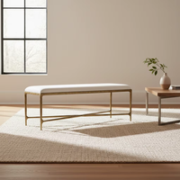 Banc de bout de lit moderne de style américain de luxe avec base en métal et revêtement en tissu