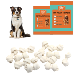 Friandises Premium pour Chiens – Os Nœud en Peau Crue Blanche de Diverses Tailles – Friandises à Mâcher pour Chiens – Vente en Gros – Snacks Dentaires pour Animaux – Friandises à Mâcher en Peau Crue pour Chiens - Product Image 1