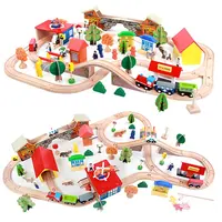 लकड़ी ट्रेन सेट 89 Pcs Toddlers के थॉमस ट्रेन पटरियों के लिए खिलौने रेलवे किट बच्चों के अनुकूल भवन निर्माण खिलौना बच्चों के लिए