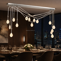Lustre linéaire moderne à 15 lumières, suspension en forme de goutte d'eau pour table à manger, îlot de cuisine, réception d'hôtel et restaurant