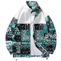 Nouvelle veste tendance américaine pour homme, coupe ample, motif floral, col montant, style original, automne-hiver