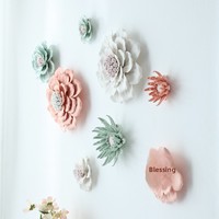 Décorations murales en céramique en forme de fleurs, design moderne et simple, à fixer au mur pour le salon, la chambre à coucher, l'arrière-plan de la télévision