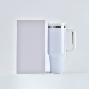 40oz Stainless Steel Vacuum Insulated Coffee Mug Tumbler Handle Sublimation Blanks Skin Ny Design Rainbow Pattern Camping <b>Straw</b> - Product Image 6