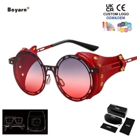 Lunettes de soleil Boyarn Metal Punk Steam pour hommes et femmes, monture ronde, style tendance, lunettes de soleil transfrontalières