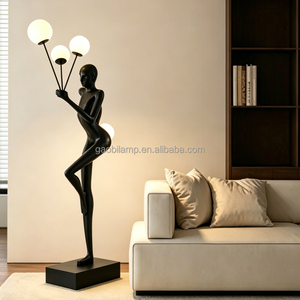 Lampadaire Sculpture Humaine 4 Boules Lumineuses, <span class=keywords><strong>Lampe</strong></span> sur Pied <span class=keywords><strong>Statue</strong></span> Femme, Décoration Artistique de Luxe pour Villa, Salon, Hall d'Hôtel - Product Image 1
