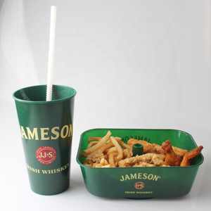 Plateau alimentaire en plastique de forme ronde, tasses et soucoupes 2-en-1, gobelet pour aliments et boissons avec paille, plateau de service, fabriqué au Vietnam - Product Image 5