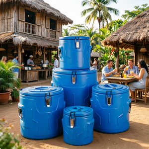 Conjunto de 5 Peças de Barril Térmico Isolado de Aço Inoxidável de Alta Qualidade com Grande Capacidade: 5L, 10L, 30L, 50L, <span class=keywords><strong>70L</strong></span> - Caixa Térmica para Alimentos Quentes e Frios - Product Image 1