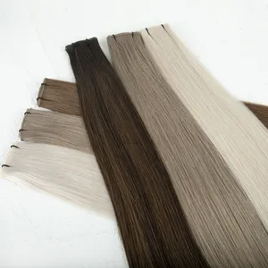 LeShine Hand-tied Weft Hair Extensions Russian Remy Straight 18 Inches Brazilian Hair Invisible Weft