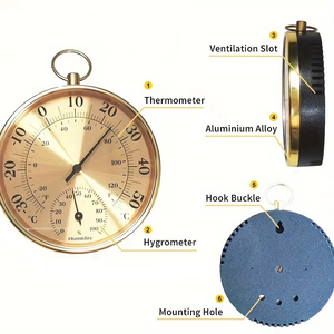 Termó<span class=keywords><strong>metro</strong></span> e Higró<span class=keywords><strong>metro</strong></span> de Interior de 4 Pulgadas, Medidor de Temperatura y Humedad para Hogar y Jardín, Sin Necesidad de Baterías - Product Image 3