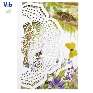 Colección Mensual: Tarjeta de Cumpleaños Personalizada con Diseño de Flor, Plegable y Vertical, Hecha a Mano con Corte Láser, Ecológica, de Cartón Sin Recubrimiento, con Aromas - Product Image 2
