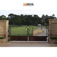 Porte d'entrée fantaisie en fer forgé pour villas Porte d'allée principale extérieure en métal surdimensionnée avec style ouvert coulissant