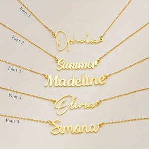 Gold Plated Fashion Fine Jewelry Stainless Steel Chain Pendant Choker <b>Custom</b> Personalized <b>Name</b> <b>Necklaces</b> for Women Birthday Gift - Product Image 6