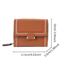Dompet wanita, tas kartu Organ portabel, lapisan kanvas pendek ritsleting tempat kartu banyak Slot kartu, lilin minyak Retro