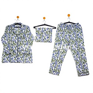 Vêtements de nuit pour femmes de qualité supérieure, élégants, nouveau design, manches longues, tricotés, imprimé floral, coton doux, respirant, séchage rapide, été - Product Image 1