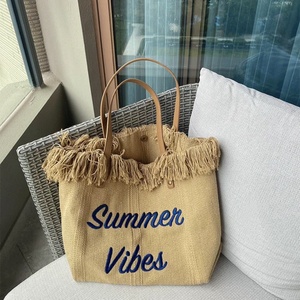 <b>Large</b> capacity <b>bag</b>, <b>canvas</b> <b>bag</b>, embroidered letter tote <b>bag</b>, handbag, women's <b>bag</b>, woven beach <b>bag</b>, single shoulder <b>bag</b> - Product Image 4