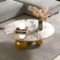 Table basse moderne en marbre pour salon, forme ronde, sensation luxueuse et haut de gamme