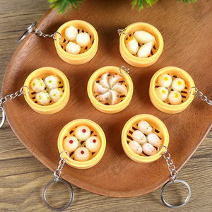 Sac à dos étudiant PVC alimentaire charme Simulation cantonais thé du matin Dim Sum petits pains boulettes petits pains cuits à la vapeur porte-clés à ma fille - Product Image 4