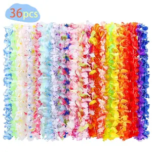 36Pack Multicolor Tropical Hula playa vacaciones floral guirnalda Flor lei Collar Hawaiano