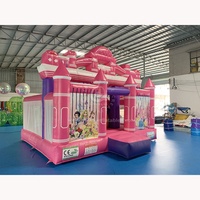 Ensemble de jeux gonflables pour enfants, maison gonflable rose à rebond, château gonflable de princesse commercial avec toboggan intérieur