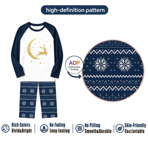Pyjamas de Noël personnalisés pour toute la famille, ensemble de vêtements de détente à manches longues et col raglan pour enfants et adultes, livraison directe, MOQ 1 - Product Image 3