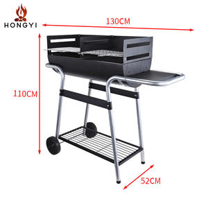 Barbecue au charbon de bois Hongyi, grand modèle, 130x52x110cm, avec chariot, coupe-vent, pour extérieur, maison, patio, pique-nique - Product Image 5
