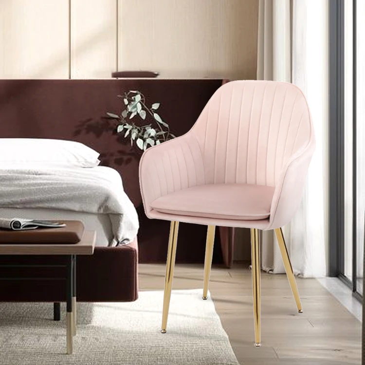 Modern Elegant Exotic Velvet Dining Room Chair With Cushion Pink Kitchen Dining Chair For Restaurant Living Room Furniture