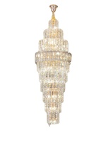 Lustre en cristal K9 avec douille E14, quincaillerie électroplaquée et chaîne de suspension réglable pour salon et escalier