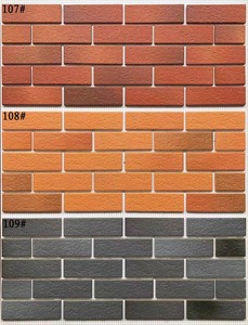 Conception de mosaïque de bande mate pour le mur extérieur de bâtiment moderne Carreau de céramique d'aspect de brique rouge pour la villa de jardin de maison - Product Image 6