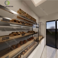 Comptoir de confiserie moderne Présentoir design en pierre Comptoir de bar Vitrine à pain en bois Présentoir design pour pâtisserie