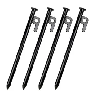 Estacas negras de acero de alta resistencia para exteriores, carpa duradera con agujeros para acampar, senderismo, toldo de viaje, 20CM - Product Image 1