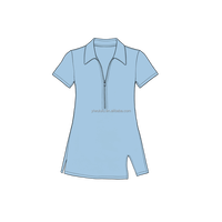 Robe de tennis pour filles, manches courtes, col polo zippé, avec short intégré, robe de golf athlétique pour enfants