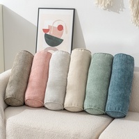 Coussin cylindrique en chenille ergonomique pour le soutien du cou, coussin décoratif pour canapé, housse amovible