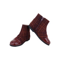 Bottes basses en cuir bordeaux personnalisables pour enfants, avec fermeture éclair, pour filles, tailles 20-38