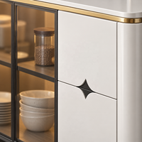 WYRAX Hotel Esszimmer-Sideboard Vitrine mit Getönten Glastüren Versteckter Seitenaufbewahrung und Erhöhten Metallbeinen