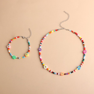 BINSHUO gioielli con perline <span class=keywords><strong>di</strong></span> semi bohémien da donna regalo con colletto in acrilico Charm <span class=keywords><strong>collana</strong></span> e bracciale in resina margherita - Product Image 2