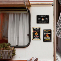 Plaque Métallique Décorative Murale Style Rétro Camping pour Foyer Extérieur, Patio, Jardin - Cadeau Idéal