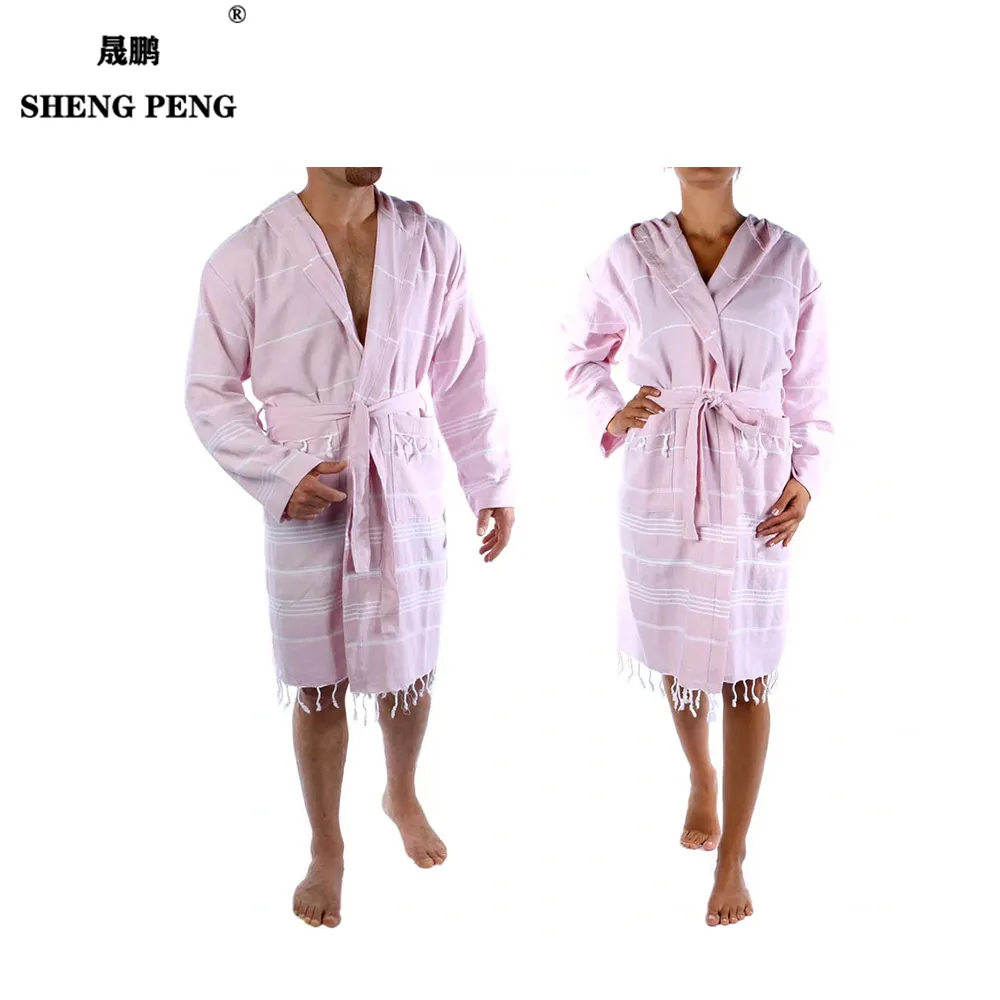 The New Listing Shower Robe Man Woman 100% Cotton Terry Unisex Solid Water Absorption Turkish Bathrobe