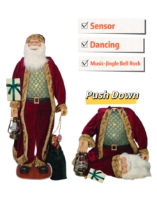 Santa Claus Eléctrico Animado de 190 cm que <span class=keywords><strong>Canta</strong></span> y Baila, Decoración Navideña Plegable y Retráctil con Sensor de Movimiento - Product Image 1