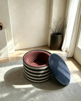 Pouf Rond Nordique Moderne avec Rangement, Tabouret d'Angle pour Salon, Petit Pouf Bas pour la Maison