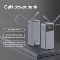 Prix d'usine, batterie externe haute capacité 10000mAh, technologie GaN 65W, charge rapide, écran LED, câble de type C, sortie USA/Canada