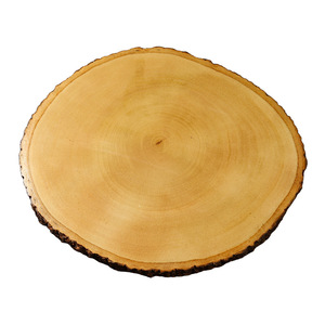 Sous-plat rond en bois de cerisier avec bord en écorce, grain de bois naturel, décoration de table pour la maison - Product Image 5